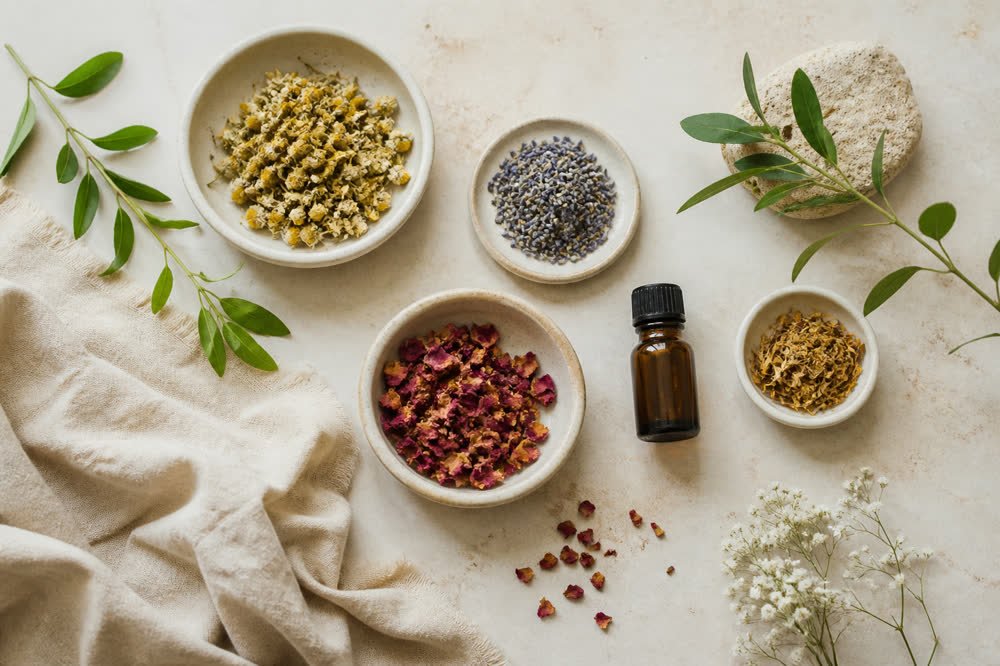 Organic spa ingredients and botanical care